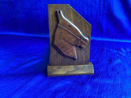 VINTAGE ART DECO HORSES OAK BOOK SHELF - ADDITIONAL PHOTO 3