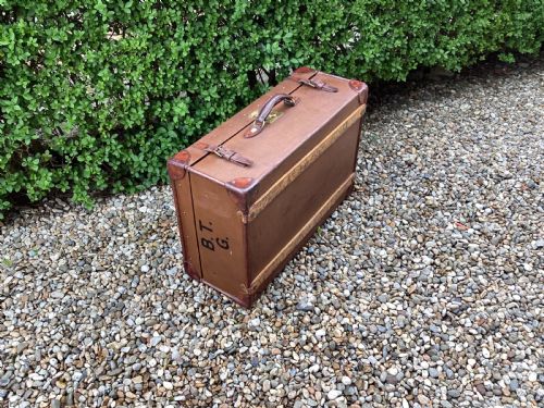 ANTIQUE FINNEGANS LEATHER AND FABRIC TRAVEL TRUNK - ADDITIONAL PHOTO 7