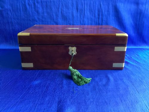 victorian mahogany brass bound writing slope - CATEGORY: ANTIQUE BOXES - DATED VICTORIAN