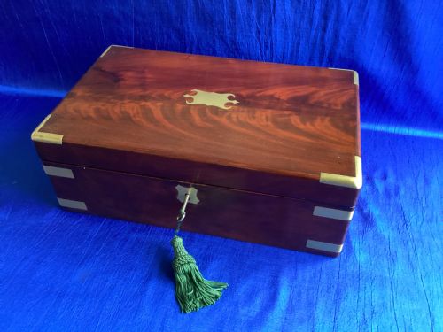 VICTORIAN MAHOGANY BRASS BOUND WRITING SLOPE - ADDITIONAL PHOTO 1