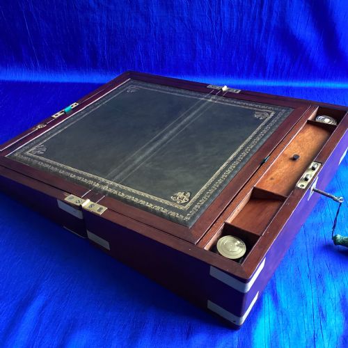 VICTORIAN MAHOGANY BRASS BOUND WRITING SLOPE - ADDITIONAL PHOTO 5