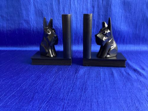 antique art deco scottie westie book ends - CATEGORY: ANTIQUE MISCELLANEOUS - DATED 1930