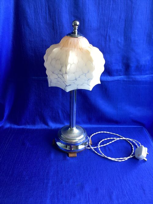ANTIQUE FRENCH ART DECO CHROME TABLE LAMP - ADDITIONAL PHOTO 1