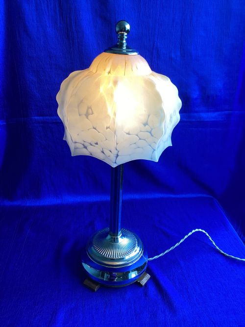 ANTIQUE FRENCH ART DECO CHROME TABLE LAMP - ADDITIONAL PHOTO 3