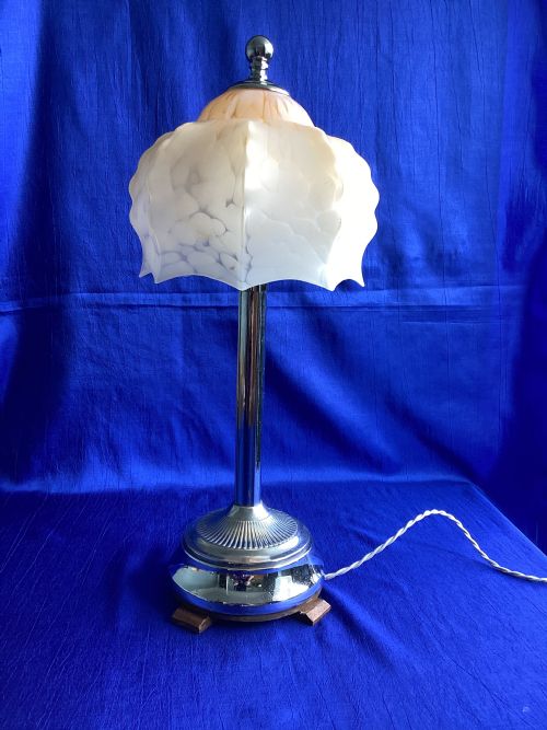ANTIQUE FRENCH ART DECO CHROME TABLE LAMP - ADDITIONAL PHOTO 4