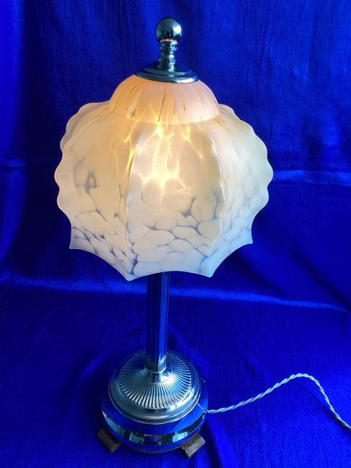 ANTIQUE FRENCH ART DECO CHROME TABLE LAMP - ADDITIONAL PHOTO 6