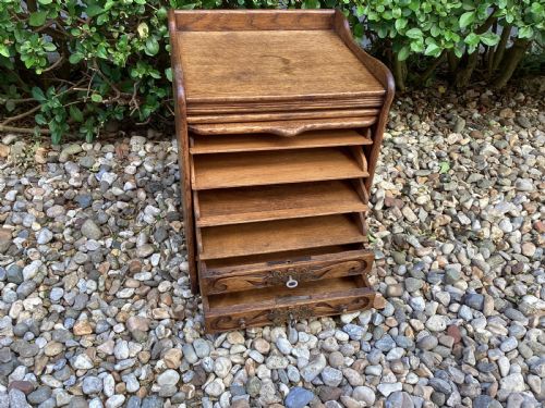 EDWARDIAN TAMBOUR OAK FILING CABINET - ADDITIONAL PHOTO 4