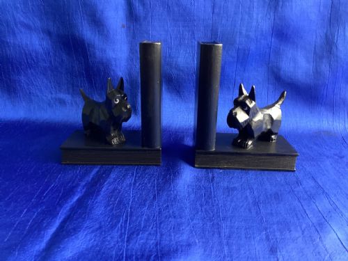 antique art deco scottie westie book ends - CATEGORY: ANTIQUE MISCELLANEOUS - DATED 1930