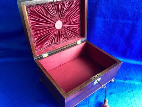 ANTIQUE GEORGIAN ROSEWOOD SARCOPHAGUS SEWING BOX - ADDITIONAL PHOTO 7