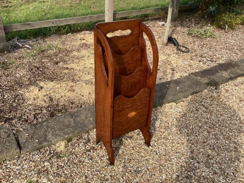 EDWARDIAN OAK NEWSPAPERMAGAZINE RACK - ADDITIONAL PHOTO 1