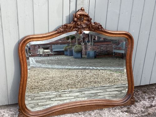 antique french louis xv oak over mantle mirror - CATEGORY: ANTIQUE MIRRORS - DATED VICTORIAN