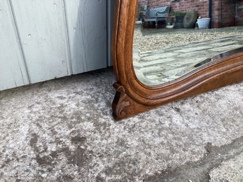 ANTIQUE FRENCH LOUIS XV OAK OVER MANTLE MIRROR - ADDITIONAL PHOTO 4