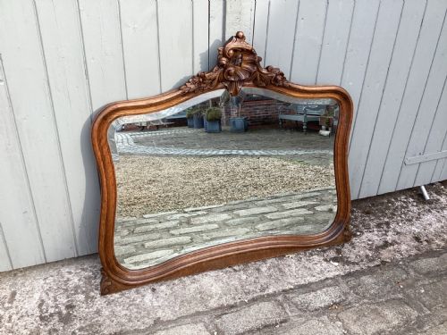 ANTIQUE FRENCH LOUIS XV OAK OVER MANTLE MIRROR - ADDITIONAL PHOTO 5