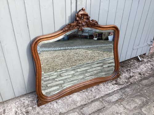 ANTIQUE FRENCH LOUIS XV OAK OVER MANTLE MIRROR - ADDITIONAL PHOTO 6