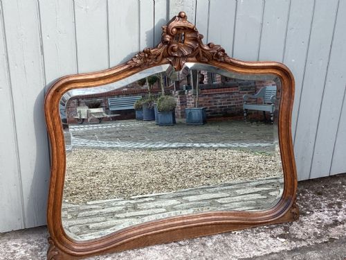 ANTIQUE FRENCH LOUIS XV OAK OVER MANTLE MIRROR - ADDITIONAL PHOTO 8