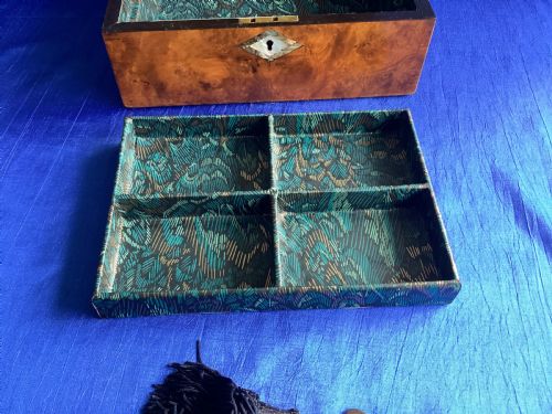 VICTORIAN BURR WALNUT JEWELLERY BOX - ADDITIONAL PHOTO 6