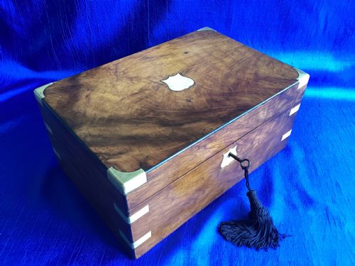 VICTORIAN WALNUT BRASS BOUND WRITING SLOPE - ADDITIONAL PHOTO 1
