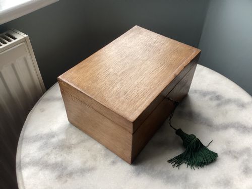 EDWARDIAN OAK JEWELLERY KEEPSAKE BOX - ADDITIONAL PHOTO 9