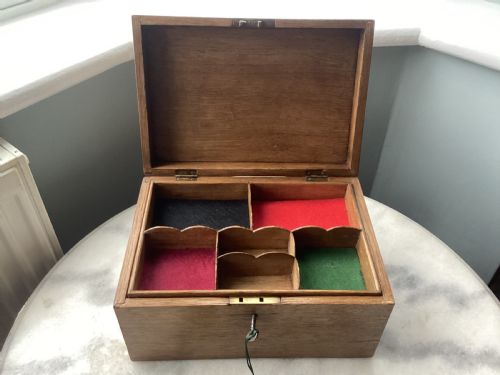 EDWARDIAN OAK JEWELLERY KEEPSAKE BOX - ADDITIONAL PHOTO 11