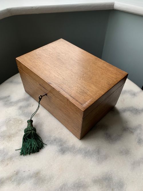 EDWARDIAN OAK JEWELLERY KEEPSAKE BOX - ADDITIONAL PHOTO 4