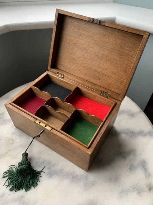 EDWARDIAN OAK JEWELLERY KEEPSAKE BOX - ADDITIONAL PHOTO 6
