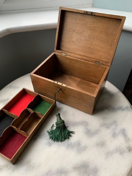 EDWARDIAN OAK JEWELLERY KEEPSAKE BOX - ADDITIONAL PHOTO 7