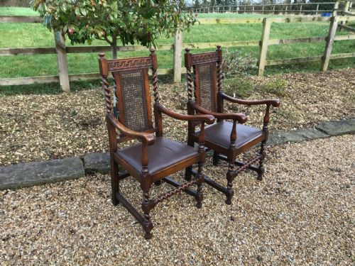 VICTORIAN PAIR OF OAK CARVER CHAIRS - ADDITIONAL PHOTO 1