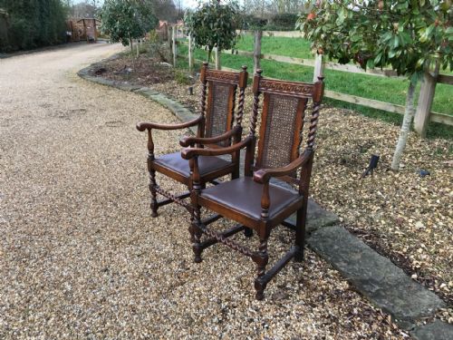 VICTORIAN PAIR OF OAK CARVER CHAIRS - ADDITIONAL PHOTO 6