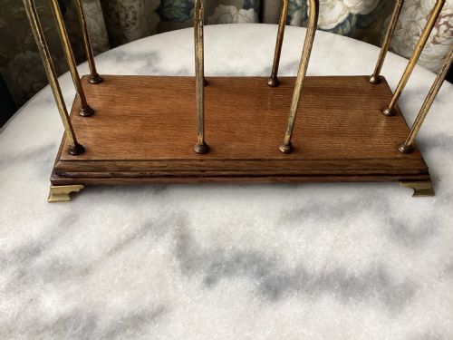 EDWARDIAN OAK AND BRASS MAGAZINE RACK - ADDITIONAL PHOTO 7