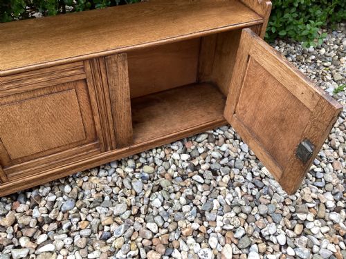 ANTIQUE ARTS AND CRAFTS OAK WALL HANGING CUPBOARD - ADDITIONAL PHOTO 5