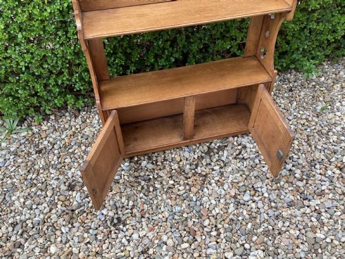 ANTIQUE ARTS AND CRAFTS OAK WALL HANGING CUPBOARD - ADDITIONAL PHOTO 6