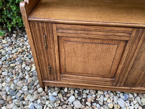 ANTIQUE ARTS AND CRAFTS OAK WALL HANGING CUPBOARD - ADDITIONAL PHOTO 7