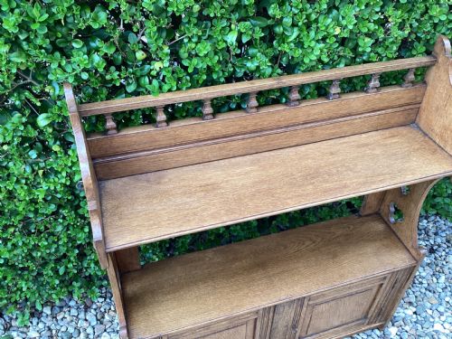 ANTIQUE ARTS AND CRAFTS OAK WALL HANGING CUPBOARD - ADDITIONAL PHOTO 4