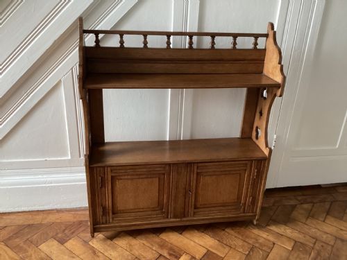 ANTIQUE ARTS AND CRAFTS OAK WALL HANGING CUPBOARD - ADDITIONAL PHOTO 11
