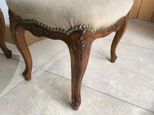 ANTIQUE FRENCH WALNUT NEEDLEPOINT TAPESTRY STOOLS - ADDITIONAL PHOTO 4