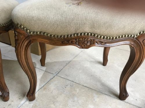 ANTIQUE FRENCH WALNUT NEEDLEPOINT TAPESTRY STOOLS - ADDITIONAL PHOTO 8