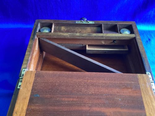 VICTORIAN WALNUT BRASS BOUND WRITING SLOPE - ADDITIONAL PHOTO 3