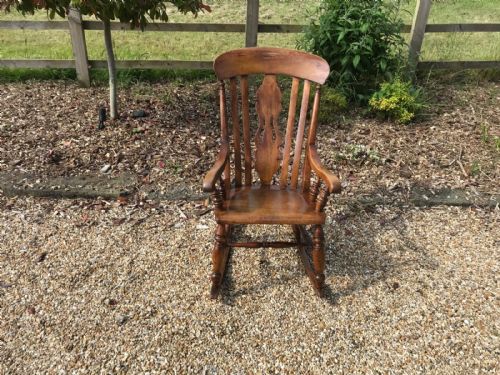 victorian farmhouse country elm rocking chair - CATEGORY: ANTIQUE CHAIRS - DATED VICTORIAN