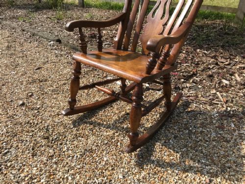 VICTORIAN FARMHOUSE COUNTRY ELM ROCKING CHAIR - ADDITIONAL PHOTO 1
