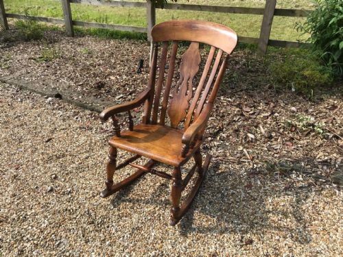 VICTORIAN FARMHOUSE COUNTRY ELM ROCKING CHAIR - ADDITIONAL PHOTO 7