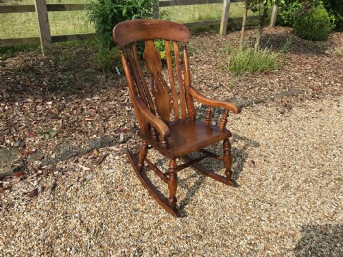 VICTORIAN FARMHOUSE COUNTRY ELM ROCKING CHAIR - ADDITIONAL PHOTO 9