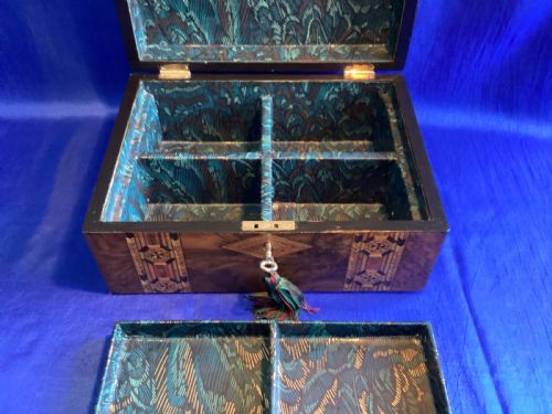VICTORIAN WALNUT PARQUETRY JEWELLERYWATCH BOX - ADDITIONAL PHOTO 8