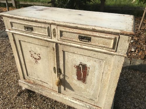 ANTIQUE FRENCH SHABBY CHIC OAK CUPBOARD - ADDITIONAL PHOTO 2