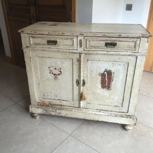 ANTIQUE FRENCH SHABBY CHIC OAK CUPBOARD - ADDITIONAL PHOTO 12