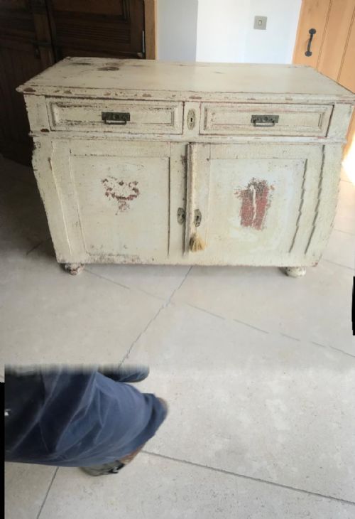 ANTIQUE FRENCH SHABBY CHIC OAK CUPBOARD - ADDITIONAL PHOTO 14