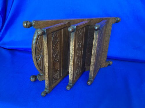 ANTIQUE ARTS AND CRAFTS OAK LETTER RACK - ADDITIONAL PHOTO 1
