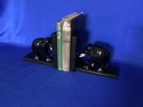 ANTIQUE PAIR OF EBONY ELEPHANT BOOKENDS - ADDITIONAL PHOTO 3