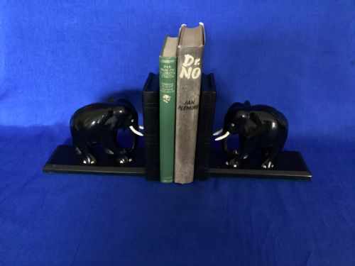 ANTIQUE PAIR OF EBONY ELEPHANT BOOKENDS - ADDITIONAL PHOTO 5