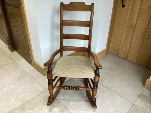 VICTORIAN LADDER BACK COUNTRY OAK ROCKING CHAIR - ADDITIONAL PHOTO 1