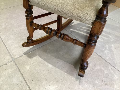 VICTORIAN LADDER BACK COUNTRY OAK ROCKING CHAIR - ADDITIONAL PHOTO 4